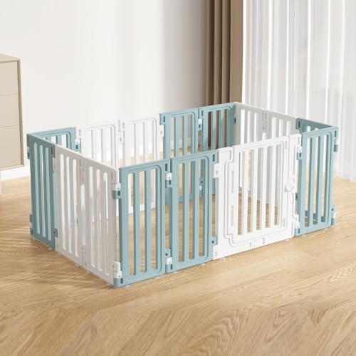 Hundebox 67cm Zaun Kunststoff Haustier Hundekiste Indoor Outdoor Zaun Faltbar für Einfache Installation geeignet für Kleine und Mittlere Hunde 4 Farben(Cyan,103 * 70 * 67cm) von Generic