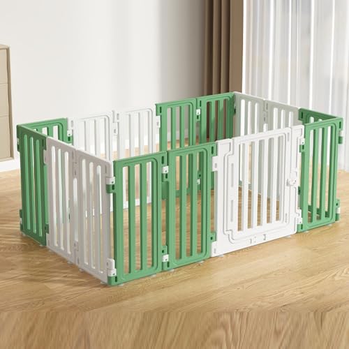 Hundebox 67cm Zaun Kunststoff Haustier Hundekiste Indoor Outdoor Zaun Faltbar für Einfache Installation geeignet für Kleine und Mittlere Hunde 4 Farben(Green,136 * 103 * 67cm) von Generic