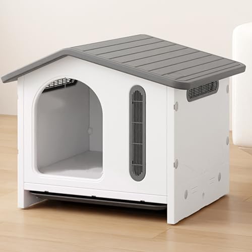 Hundebox Faltbare Hundebox Ganzjahres-Hundebox für Drinnen und Draußen, Geeignet für Kleine und Mittelgroße Hunde Grau-Rosa(Gray,58 * 53 * 56cm-without a door) von Generic