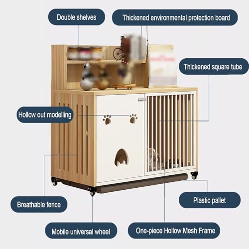 Hundebox Holz Faltbare Hundebox Verdickter Umweltschutzkarton, Geeignet für Kleine bis Mittelgroße Hunde, Einfach zu Montieren Weiß Gold Grau Gelb(White,75 * 60 * 75cm) von Generic