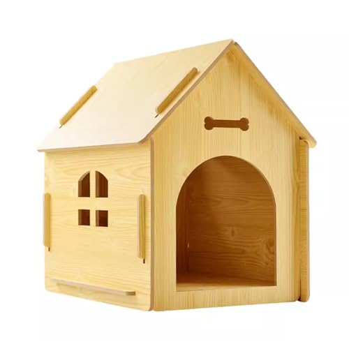 Hundebox Holz Tragbare Hundebox für den Innenbereich Ganzjährig Verfügbar Belüftet für Einfache Installation Geeignet für Kleine und Mittelgroße Hunde 2 Farben(Yellow,51x40x52cm) von Generic