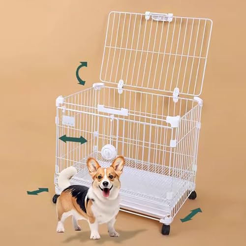 Hundebox Metall Mittlere Hunde mit Rädern Schiebetür-Design Platzsparend Stapelbar, Leicht zu Reinigen Leicht Einzurichten(XL) von Generic