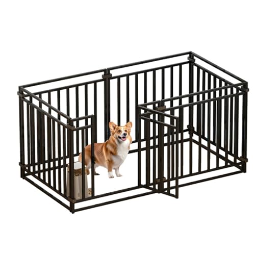 Hundebox Metall lndoor Hundezaun Extra Großer Raum Verdicktes voll Vierkantrohr Kombination Faltbare Hundebox für Alle Arten von Hunden schwarz(120 * 60 * 60cm-6pcs) von Generic