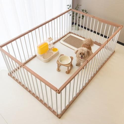 Hundebox für Zuhause Carbon Stahlrohr Haustier Zaun Guard Fence Free Combination Einfach Installieren Geeignet für Kleine Mittlere und Große Hunde Kaffee Weiß(138 * 138 * 68cm) von Generic