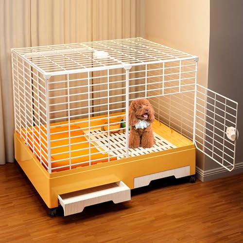 Hundebox für Zuhause Doppeltürige Hundekiste aus Dickem Draht Faltbare Hundebox für Einfache Installation Geeignet für Kleine und Mittelgroße Hunde 4 Farben(Yellow) von Generic