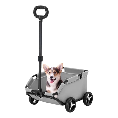 Hundebuggy - für Kleintiere, Tiertransporter | Katzentransportbox mit Rädern, mit Hundekäfig 4 Rädern, Hundebuggy mit klappbarem Bollerwagen Hundebuggy - für Kleintiere, Tiertransporter | Katzentransportbox mit Rädern, mit Hundekäfig 4 Rädern, Hundebuggy mit klappbarem Bollerwagen von Generic