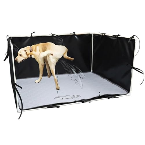 Hundedrüsenschachtel mit hohen Wänden - großer Hundemüllbox Gehäuse | Welpenpee -Pad -Halter mit hohen Wänden | Einfach sauber 600D wasserdichtes Töpfchen, ein verstellbarer Haustier -Toilettenzaun fü von Generic