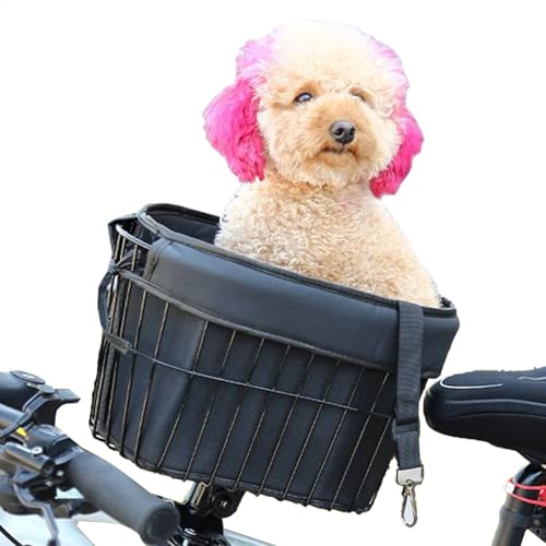 Hundefahrradkorb, Fahrradkorb für Katzen, bequemer Sitz für Haustiere, sicheres Mesh-Design, Schwarz, für Hunde, Welpen, Outdoor-Abenteuer von Generic