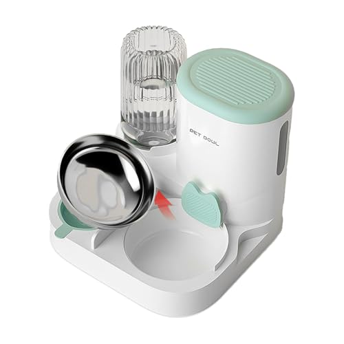 Hundefutter- und Wassernapf, Futter- und Wasserspender-Set, automatisches Hundefutter- und Wasserspender-Set aus PP + Edelstahl – Futterstation für Haustiere von Generic