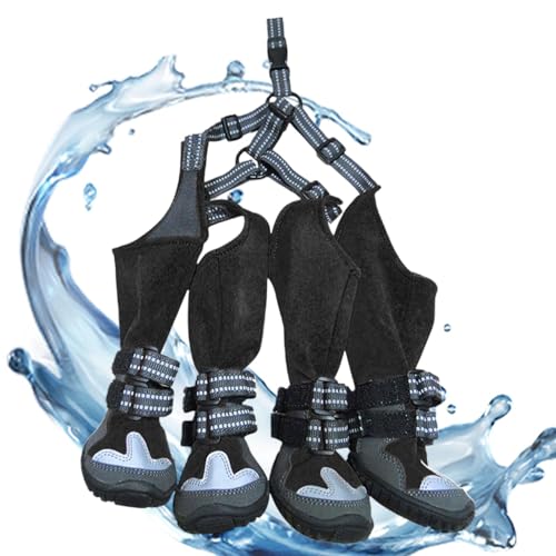 Hundegamaschenstiefel - Bequeme Outdoor Hundeschuhe, wasserdichte Winter Hundestiefel | Pfotenschutz, rutschfeste, Verstellbare Hundestiefel Für Kleine Mittelgroße Hunde Bei Schnee Regen von Generic