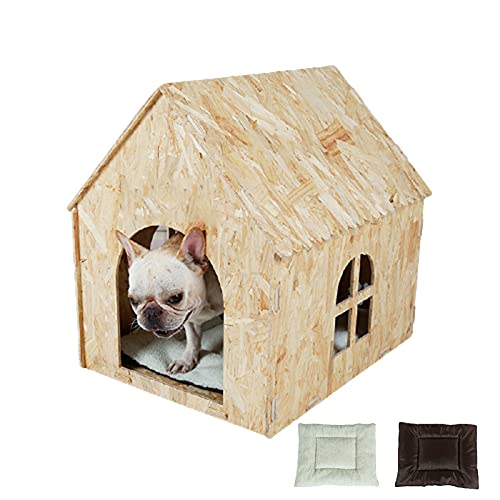 Hundehütte, Heim-Hundehütte aus Holz mit Fenstern, süßes, gemütliches Höhlen-Hundebett, süße Katzenhäuser für Hauskatzen mit passender Katzenhaus von Generic