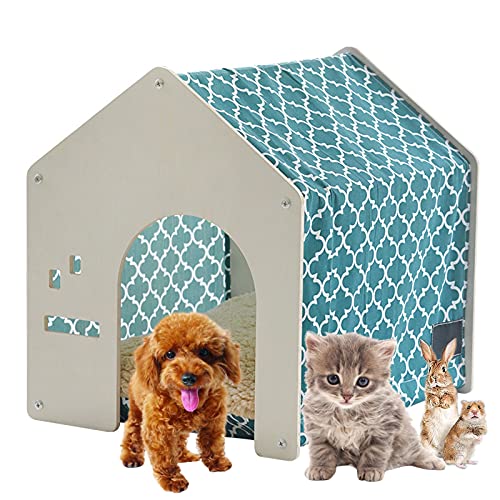 Hundehütte, Holzhütte für Haustiere, Blockhütte, atmungsaktiv, Haustier-Loungehaus, mit Kissen als Hundebett, 39,9 x 47,7 x 45,7 cm, klein von Generic