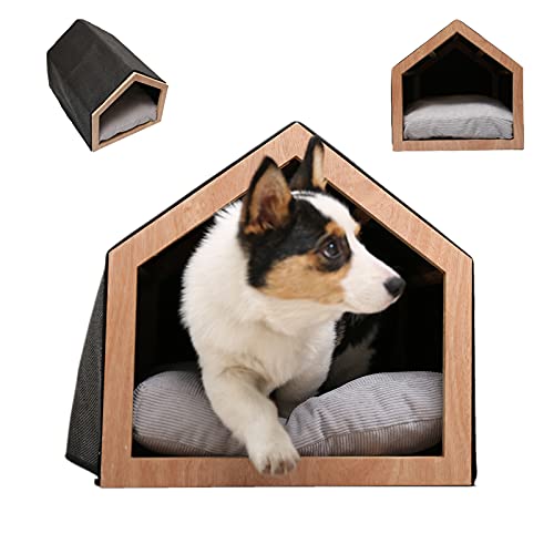 Hundehütte, Home Indoor Hundehütte aus Holz, Welpenhöhlenbetten für kleine Hunde, Hundeversteckhaus, Katzenhöhle, Kätzchenbett, Haustierloungehau von Generic