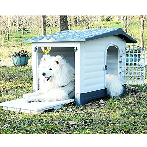 Hundehütte, mittelgroße Hunde, Kunststoff-Hundehütte im Freien, für große, mittelgroße und kleine Haustiere, für drinnen und draußen, wasserdicht von Generic