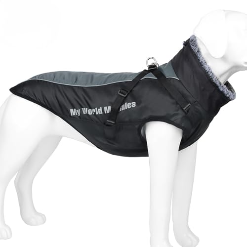 Hundejacke Jacken, Reflektierend Hundemantel Hundepullover Haustier Skifahren Kostüm Ärmellose Wasserdicht Winterweste Gepolsterte Weste Mit Brustgurt Gurt D-Ring (Grau,6XL) von Generic