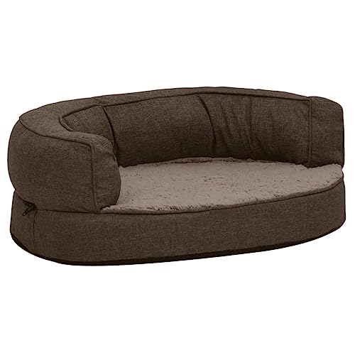 Hundematratze Ergonomisch 60x42cm Leinenoptik Fleece Braun,171304 von Generic