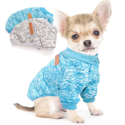 Hundepullover für kleine Hunde, Herbstkleidung, Fleece, warm, dick, für kleine Hunde, Yorkie, Chihuahua, XS, 2 Stück von Generic