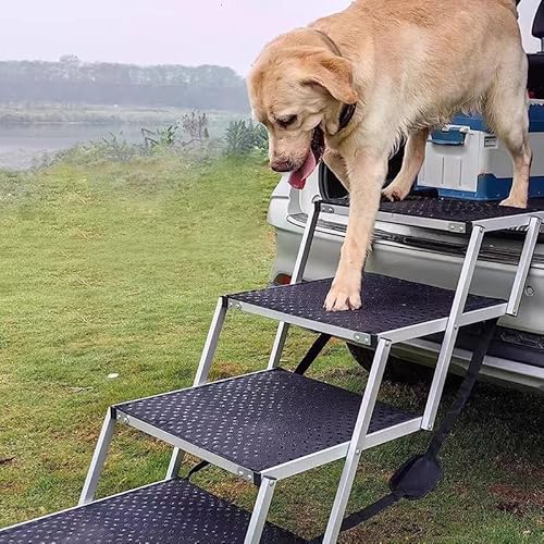 Hunderampe für das Auto, extra breite Hundetreppe für große Hunde, tragbare und faltbare Aluminium-Hundetreppe, sichere Haustiertreppe mit rutschfester Oberfläche, leichte Hunderampen für Auto, von Generic