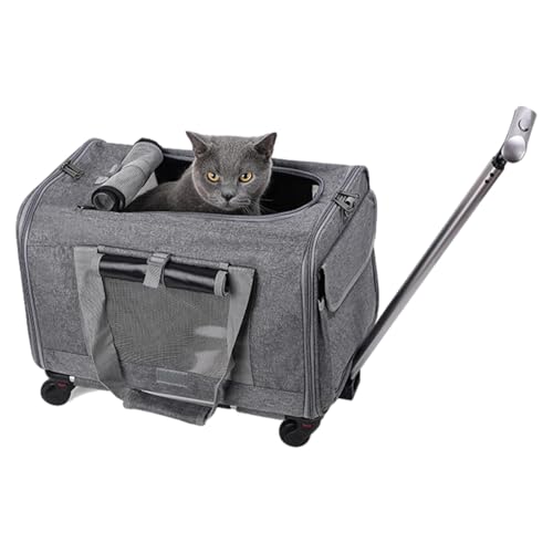 Hundereisetasche – Transportbox für kleine Katzen und Hunde, von Fluggesellschaften zugelassene Transportbox | Weiche rollende Katzentrage mit Sicherheitsreißverschlüssen, tragbare Haustier-Reisetasch von Generic