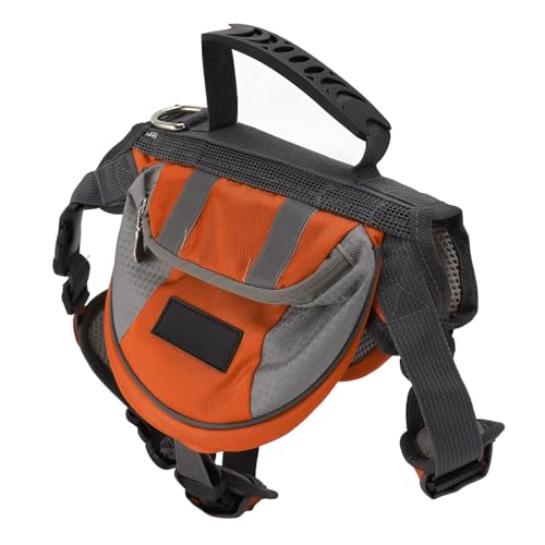 Hunderucksack-Satteltasche, Atmungsaktive Hundegeschirr-Satteltasche, Tragbar, Reflektierender Streifen, Leicht zu Tragen, Große Kapazität Zum Wandern (ORANGE) von Generic