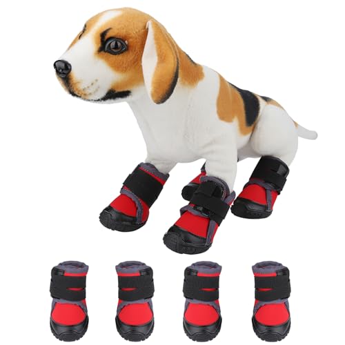 Hundeschuhe, Hundeschuhe für Heißes Pflaster, Hundeschuhe für Heißes Pflaster, rutschfeste Hundeschuhe mit Weicher Gummisohle, 4 Stück, Hundestiefel, Pfotenschutz für den Winter von Generic