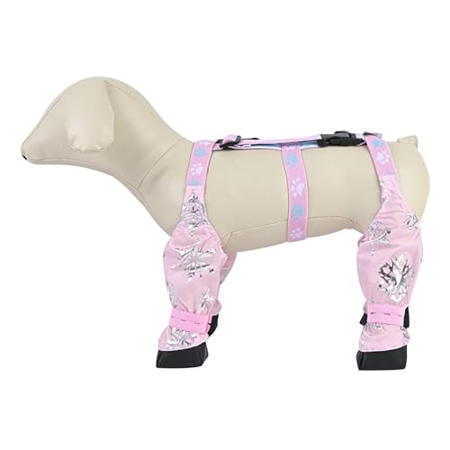 Hundeschuhe, Hundestiefel mit Hosenträgern, süße Hundeschuhe, atmungsaktive Winter-Hundestiefel mit verstellbarem Schnallenriemen, Stiefel mit Hosenträgern für Spaziergänge im Freien für (Rosa, L) von Generic