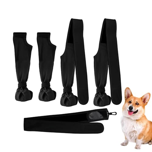 Hundespannstiefel - wasserdichte Pfotenschutz, Nicht rutschfeste Welpenschuhe, verstellbare Hundestiefel | Weiche Winterhundschuhe sicherem Pass von Generic