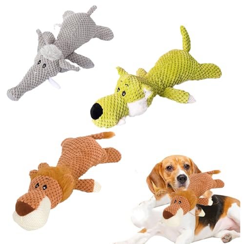 Hundespielzeug Unzerstörbar, 3 STK 2025 New Unzerstörbare Hundespielzeug, Kauspielzeug Hund, Löwe Wölfe Elefant Modellieren Hunde Spielzeug, Dog Toys for Aggressive Chewers von Generic