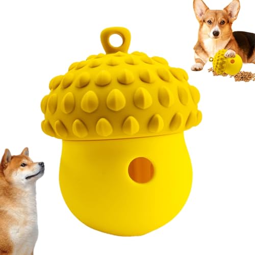 Hundespielzeug mit Leckerli-Spender,Hundefutterball, Spielzeug zum Ausgeben von Snacks, Silikon-Hundespielzeugball in Eichelform, interaktiver Hundeball, Haustierspielzeug, auslaufender Futterball für von Generic