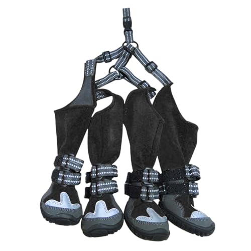 Hundestiefel, Haustierschuhe – rutschfeste Hundeschuhe, wasserdichte Hundestiefel undestiefel, Hundeschuhe, Hunde-Hosenträgerstiefel, Pfotenschutz für kleine und mittelgroße Hunde bei Schnee und Regen von Generic