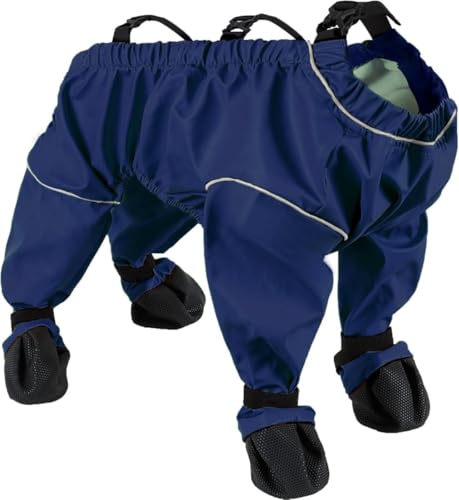 Hundestiefel Mit Hosenträgern, wasserdichte Hunderegenstiefel Mit Pfotenschutz, Reflektierende wasserdichte Haustier-Hundeschuhe, Für Kleine Und Mittelgroße Hunde (Blau,M) von Generic