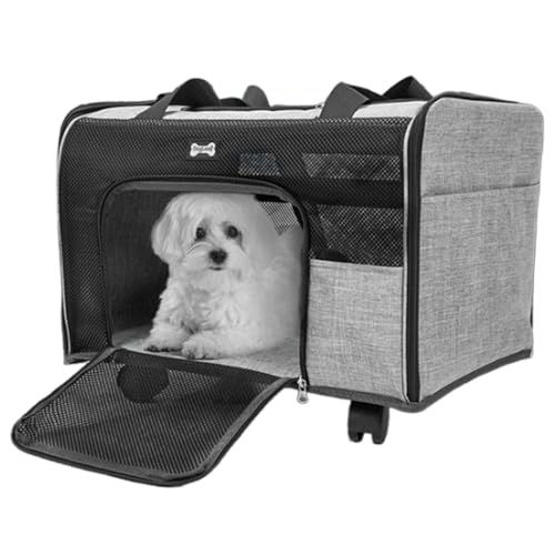 Hundewagen mit Rädern | Verschleißfeste Haustier-Reisetasche - Atmungsaktive Haustier-Tragetasche Bequeme Hundereisetasche für Outdoor-Abenteuer von Generic