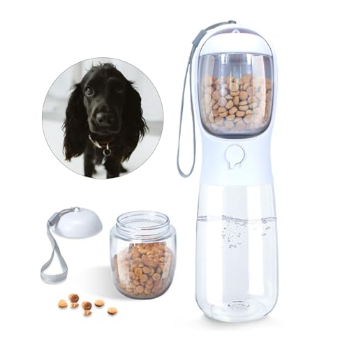 Hundewasserflasche, 2 in 1, auslaufsichere tragbare Haustier-Wasserflasche mit Futterbehälter, Outdoor tragbarer Wasserspender für Hund, Hundebedarf für Spaziergänge, Wandern, Camping, Reisen (538.6 g von Generic