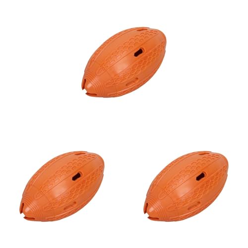 Interaktives Hundespielzeug Kauspielzeug Rugbyball Dog Toy Langlebiges Chew Toy für Zahnen Langeweile Relief Plus versteckte Leckerbissen für Spaß Spielzeit (Orange x3,16.4x8.7CM) von Generic