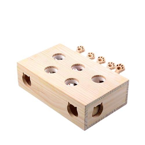 Interaktives Katzenspielzeug Aus Holz, Automatisches Katzen Spielzeug 5 Loch Mäuse-Schlag-eine-Maulwurf Katzenmaus-Spielzeug (A) von Generic