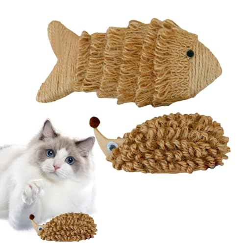 Interaktives Katzenspielzeug – handgefertigte Kratzmatte, Fisch-Igel, sicheres Spielzeug zum Stressabbau für Katzen und Kätzchen von Generic