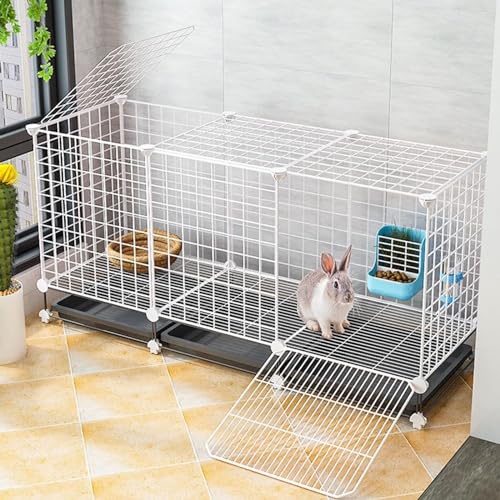 Käfig for Kaninchen - Zaun for Kaninchen, Käfig for Meerschweinchen, Käfig for Kleintiere. Metalldrahtzaun mit Tür und Tablett for den Innen- und Außenbereich(111 * 39 * 48cm) von Generic