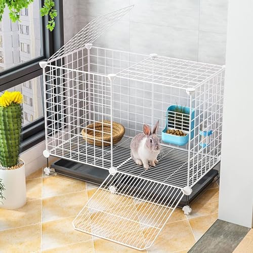Käfig for Kaninchen - Zaun for Kaninchen, Käfig for Meerschweinchen, Käfig for Kleintiere. Metalldrahtzaun mit Tür und Tablett for den Innen- und Außenbereich(75 * 39 * 48cm) von Generic