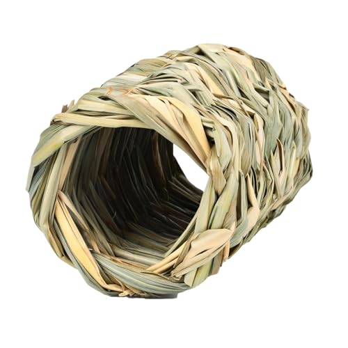 Kaninchen-Gras-Tunnel – Versteck-Gras-Tunnel-Spielzeug, kleines Haustier, Kleintierspielzeug, 14,5 x 8 cm, Haustier-Tunnel mit Schilfgras, handgewebtes Gras, Einstreu, Kaninchen, Gras, Haus, von Generic