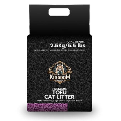 Kat Kingdom Tofu-Katzenstreu, spülbar, Lavanda-Geruch, umweltfreundlich, 100 % natürlich, 2,5 kg, 1 Packung von Generic