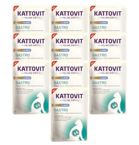 Kattovit Paté Gastro mit Ente 10x 85g | Diät-Alleinfuttermittel für ausgewachsene Katzen | speziell für Katzen mit Gastro-intestinalen Problemen (Magen-Darm, Bauchspeicheldrüse) von Generic