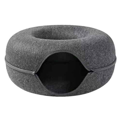 Katzen-Donut-Tunnel – Katzen-Donut-Tunnel, Guckloch, abnehmbarer Donut-Tunnel, Filz, rund, Katzenbett – gemütliches Katzenhöhlen-Spielzeug, Katzen-Donut-Tunnelbett für Zuhause, Haustiergeschäft, 1/7 von Generic