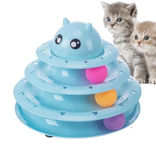 Katzen-Drehteller-Spielzeug, 3-lagiger Ball-Roller, rutschfestes Kätzchen-Spielzeug, interaktives Katzenspielzeug für drinnen, Kätzchen, Haustier-Katzen, Übungsspielzeug für Schlafzimmer, Wohnzimmer von Generic