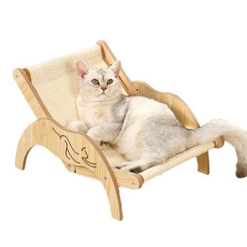 Katzen Hängemattenbett | Katzen Sisal Loungesessel | Gemütliche Katzenliege Mit Sisalmatte | Strandkorb Katzenhängematte | Verstellbarer 3-Höhen-Kratzer | Kätzchen-Hochbeet Für Kleine Bis Große Katzen von Generic