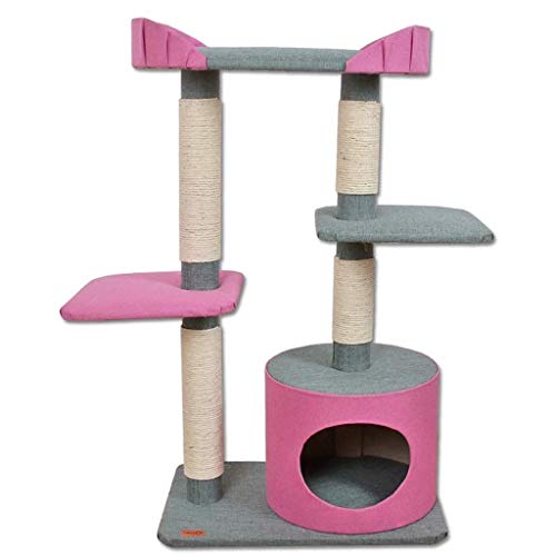 Katzen-Klettergerüst, 3 Plattformen, Kratzbaum, Aktivitätscenter – Kätzchenmöbel, Spielhaus mit Sisal-bezogenen Kratzbäumen und baumelnden Mäusespielzeugen, Katzen-Kletterbaum von Generic