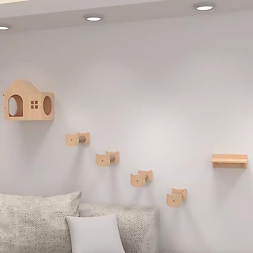 Katzen Kletterwand Set Aus Massivem Holz, Katzenwandparkour, Katze Wandelement, Nimmt Keinen Platz EIN, Katzenwandstufen, für Katzen Schlafen und Spielen, Faulenzen zum Klettern (Size : Style2) von Generic