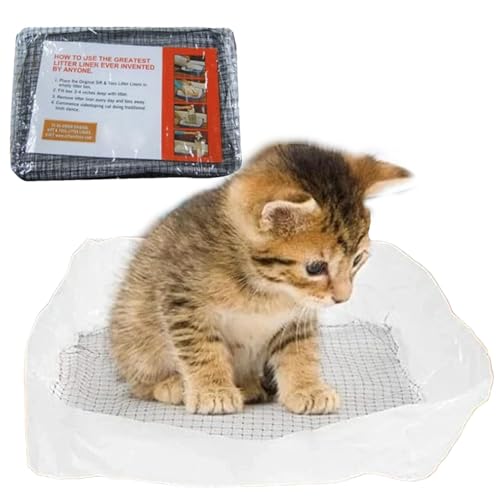 Katzen-Liter-Beutel, 10 x Kordelzug-Siebbeutel, wiederverwendbare Liter-Box-Einlagen, dicke, kratzfeste Katzen-Liter-Tasche für Haustier-Katzen-Liter-Box von Generic