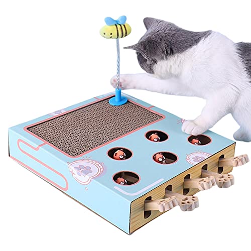 Katzen-Puzzle-Spielzeug | Mausjagd Katzenspielzeug | Fangen Sie Mäuse Katzenspielzeug mit Katzenkratzpad, Katzen-Kartonbox mit Federplüschtieren, interaktives Spielzeug von Generic