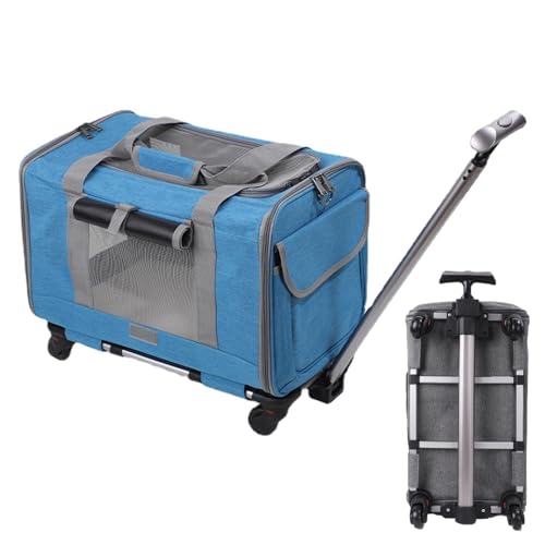 Katzen-Reisetransportbox – tragbare Hundetasche, Hunde-Reise-Organizer | kleine Hundetransportbox mit abnehmbaren Rädern, von Fluggesellschaften zugelassene Haustiertransportbox mit Sicherheitsreißver von Generic