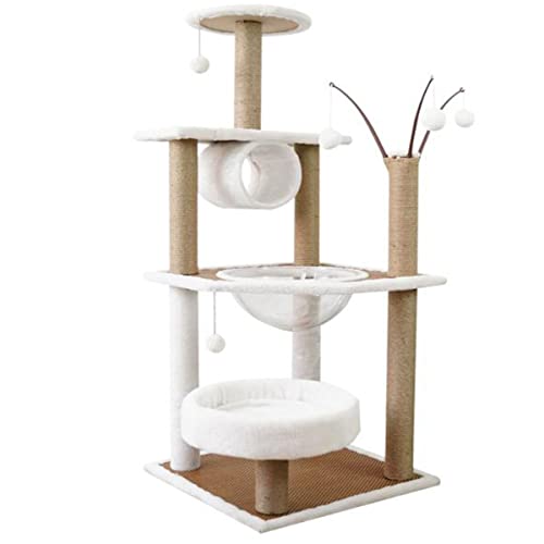 Katzenbaum Tower, Grauer großer Katzenbaum mit Sprungplattform und Katzennest, mehrstufiger großer Katzen-Aktivitätsbaum, Katzenturm für Indoor-Katzen, Plüsch-Katzenbaum von Generic